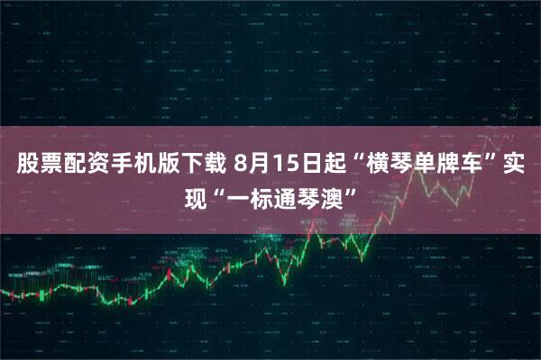 股票配资手机版下载 8月15日起“横琴单牌车”实现“一标通琴澳”