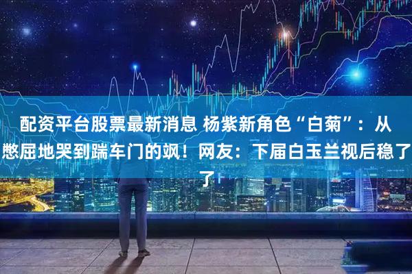 配资平台股票最新消息 杨紫新角色“白菊”：从憋屈地哭到踹车门的飒！网友：下届白玉兰视后稳了